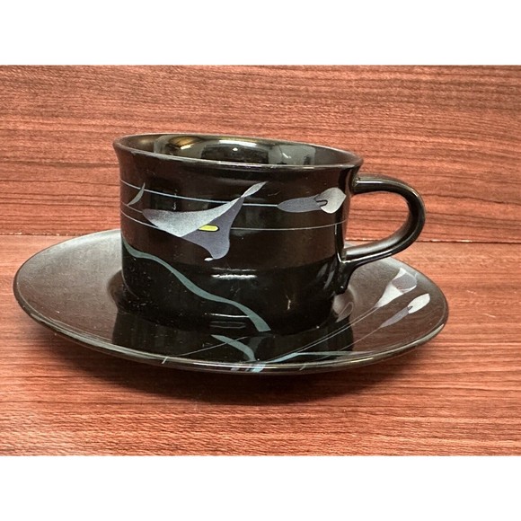 Mikasa Black Opus Tea Cup & Saucer Set Galleria - Picture 1 of 6